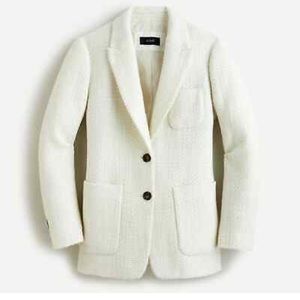 J. Crew Boyfriend Blazer in Ivory Shimmer Tweed Metallic